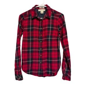 LOGG Label of Graded Goods Red Plaid Flannel Button Down Shirt Womens Size 2